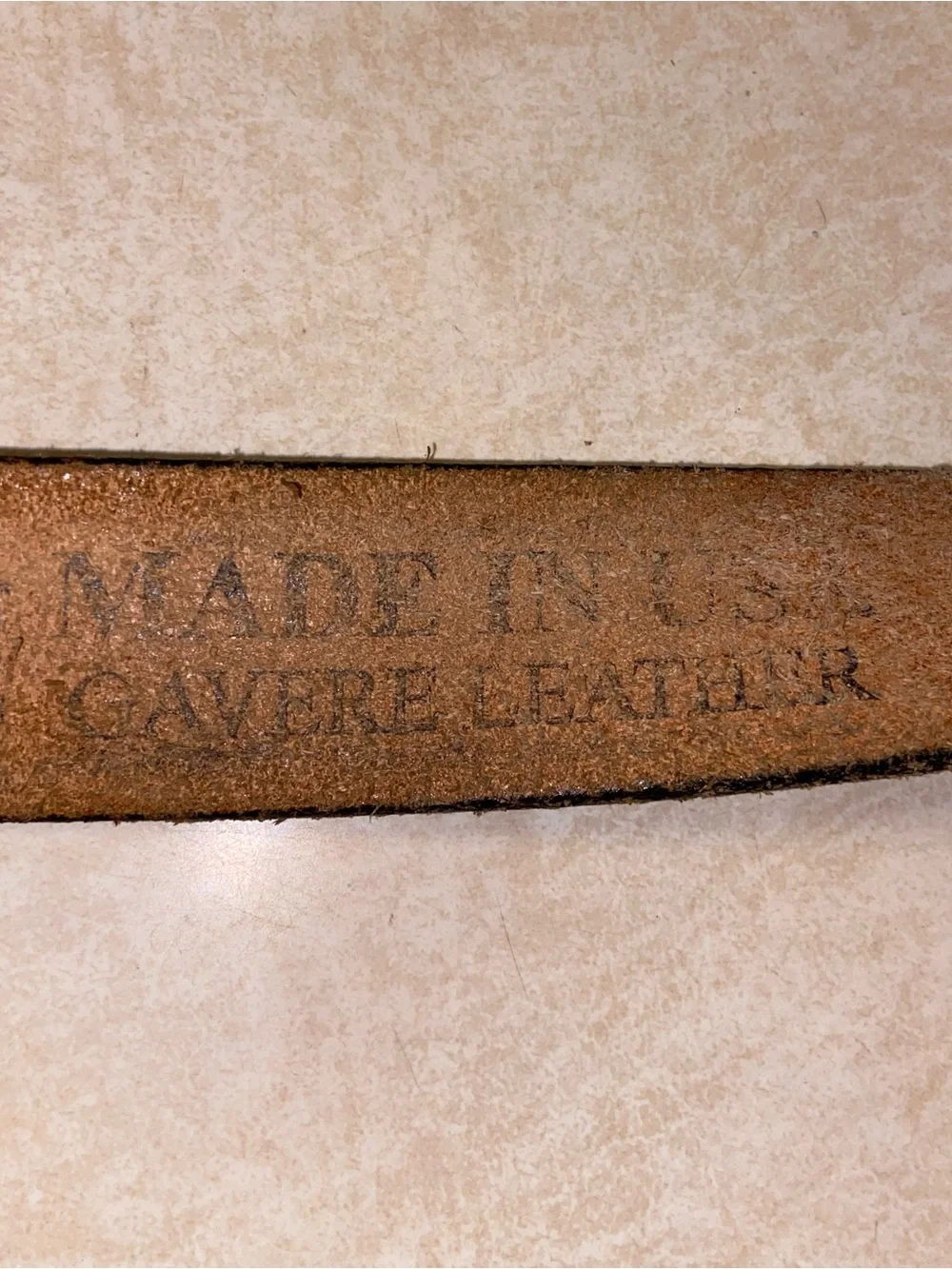 USMC Embossed Brown Leather Belt with Metal Buckle